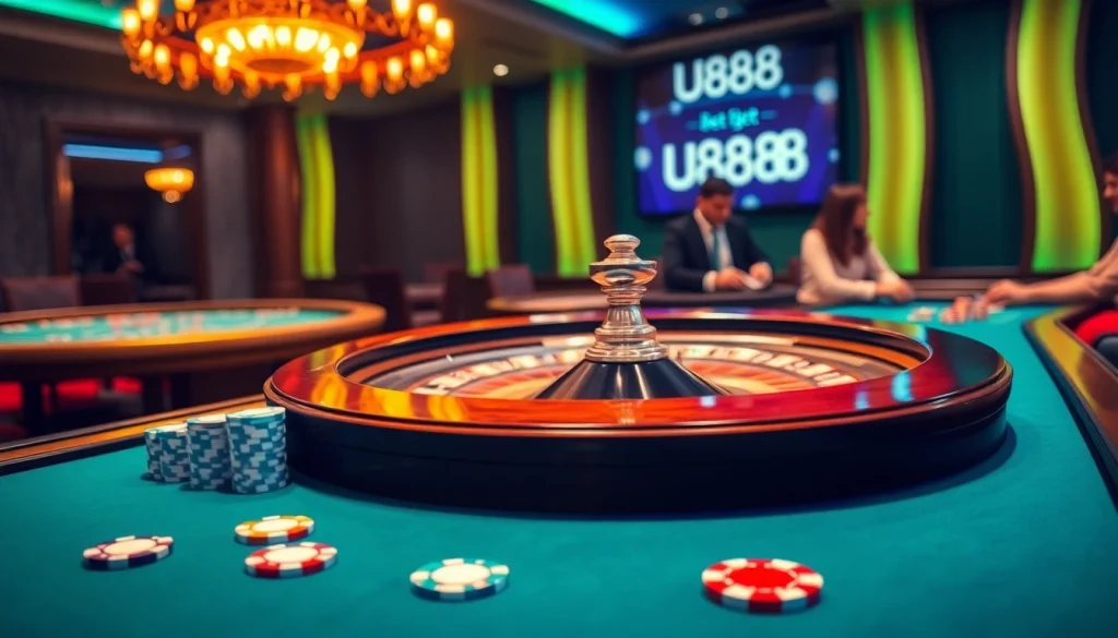 Experience the thrill of u888 bet at a luxurious casino table filled with cards and chips.