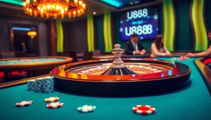Experience the thrill of u888 bet at a luxurious casino table filled with cards and chips.