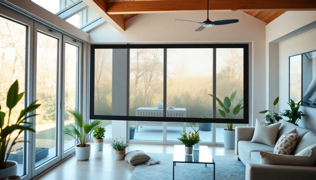 Montage eines Fliegengittermaxx in einem hellen Wohnraum mit großen Fenstern.