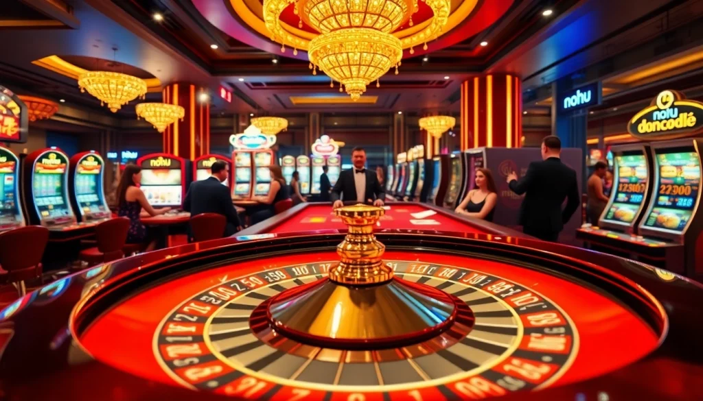 Experience the thrill of nohu-inspired casino gaming with vibrant roulette and slot machines.