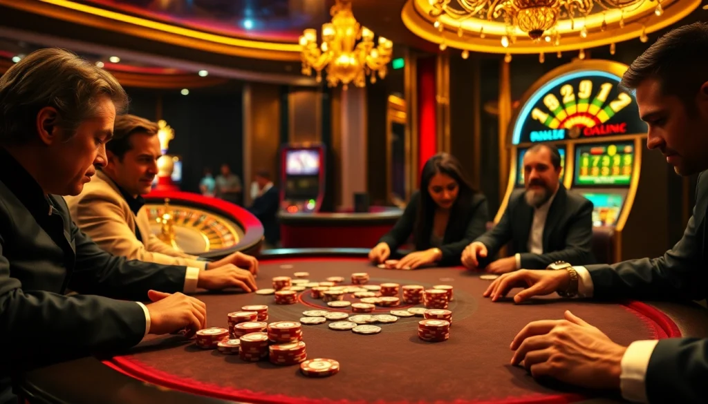 Engaging players at a topclub game table, showcasing excitement and luxury in a casino atmosphere.