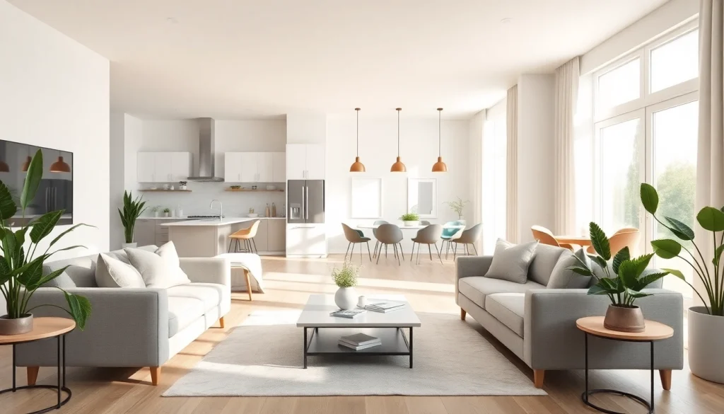 Renovation of a modern living room showcasing stylish furniture and inviting atmosphere.