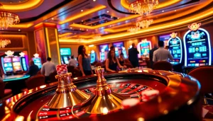 Experience the thrill of gambling at C168 pro with vibrant casino visuals of roulette and poker.