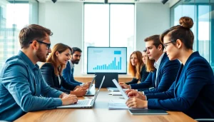 Professionelles Recruiting-Meeting mit Fokus auf Personaldienstleister Vertrieb, das Teamarbeit und die Akquise von Vertriebstalenten betont.