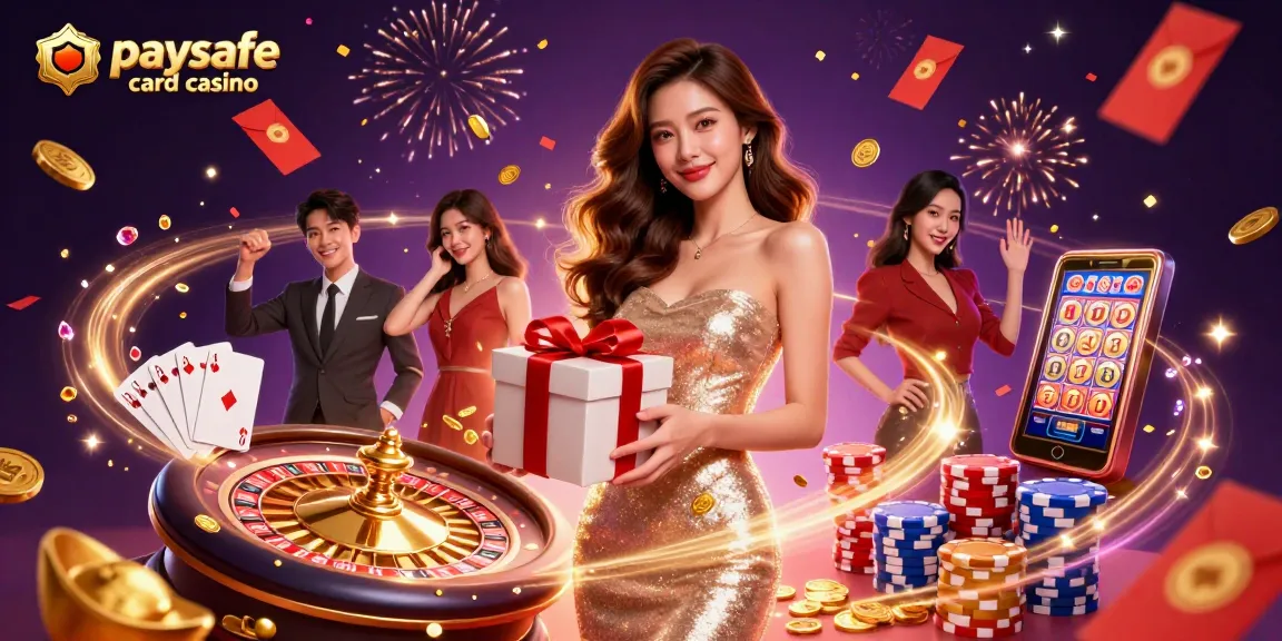 Erleben Sie die Aufregung eines Paysafe Card Casinos mit festlichen Elementen und dynamischer Spielaktion.
