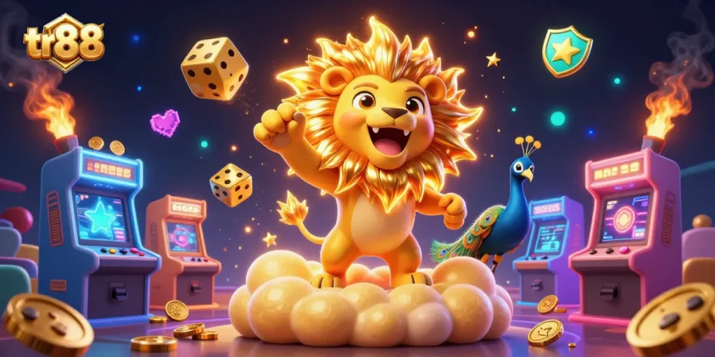 Experience thrilling wins at TR88 with vibrant casino games, golden elements, and dynamic action.