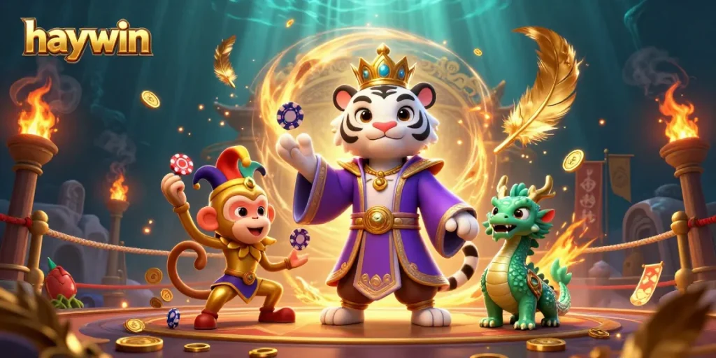 Engage with haywin by enjoying a dazzling 3D illustration featuring a winning atmosphere in an animated casino